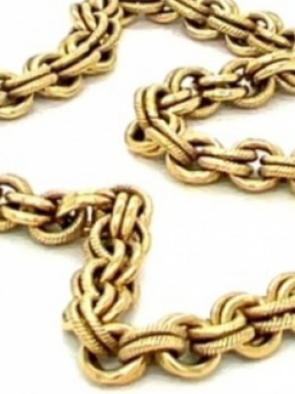 18K Solid Yellow Gold Rope Braid and Glossy Rolo Link Bracelet